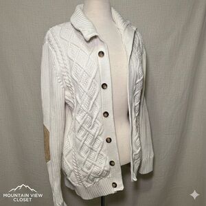 Swedish Cotton Cable Knit Cardigan | heritage alpine sweater-Medium/ grandpa